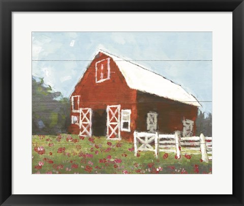 Framed Flower Field Barn Print