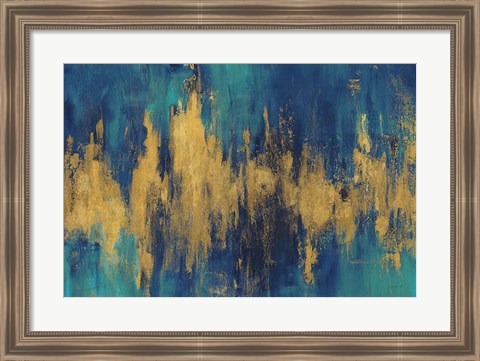 Framed Blue and Gold Abstract Crop Print