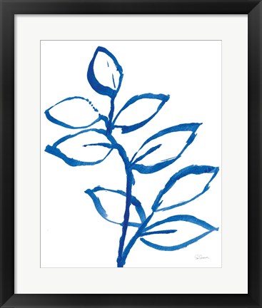 Framed Leafy Blue II Print