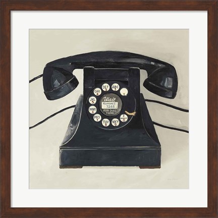 Framed Classic Telephone on Cream Print