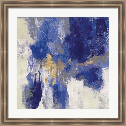 Framed Sparkle Abstract II Blue Print