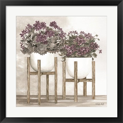 Framed Potted Geraniums Print