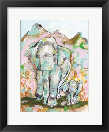 Framed Elephant Stroll Print