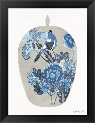 Framed Blue Bird Vase Print