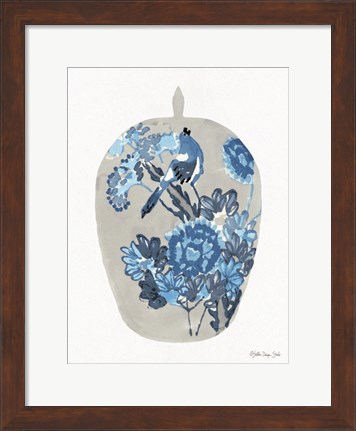 Framed Blue Bird Vase Print
