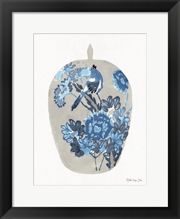 Framed Blue Bird Vase Print