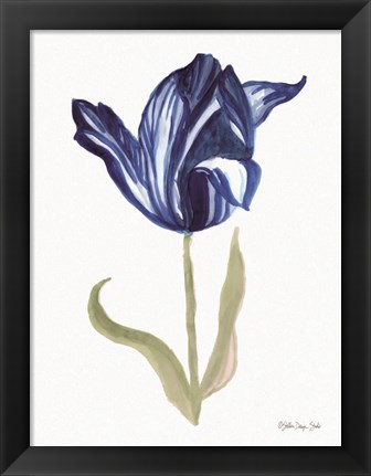 Framed Blue Flower Stem I Print