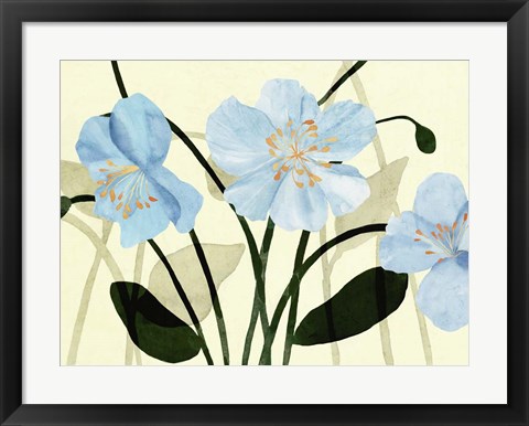 Framed Blue Poppies I Print