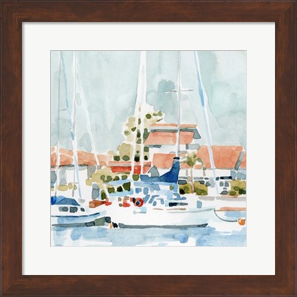 Framed Beach Town Summer I Print