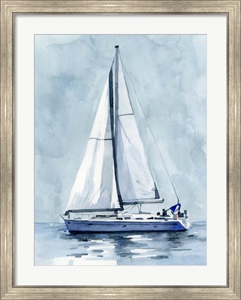 Framed Lone Sailboat I Print