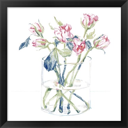 Framed Hockney Roses I Print