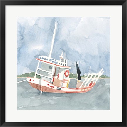 Framed Bright Fishing Boat II Print