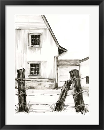 Framed Rustic Barbed Wire I Print