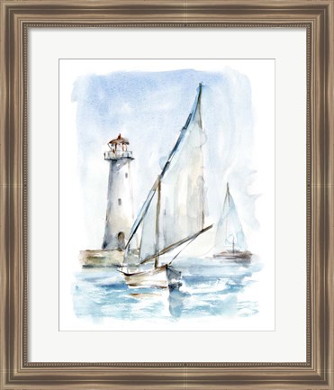 Framed Sailing into the Harbor II Print