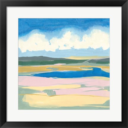 Framed Pastel Rolling Fields I Print