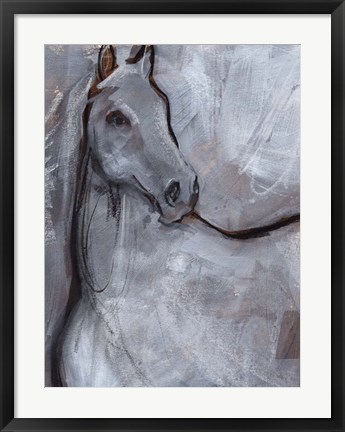 Framed White Horse Contour I Print