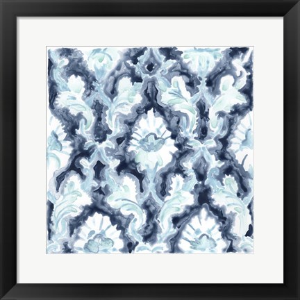 Framed Azure Mosaic Tile IV Print