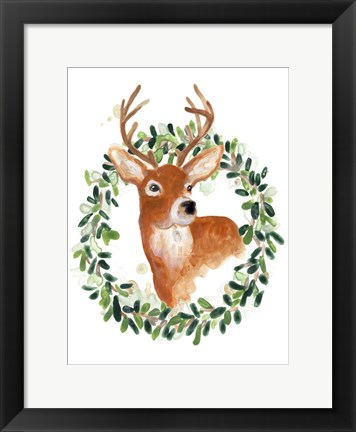 Framed Woodland Holiday Deer Print