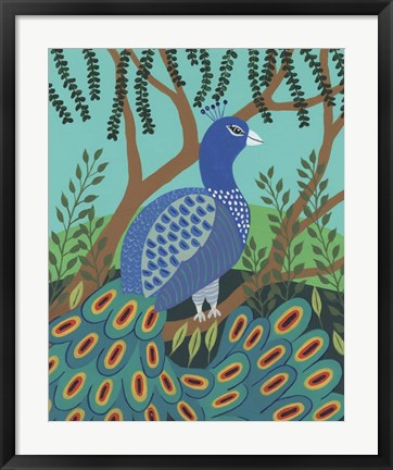 Framed Dandy Peacock I Print