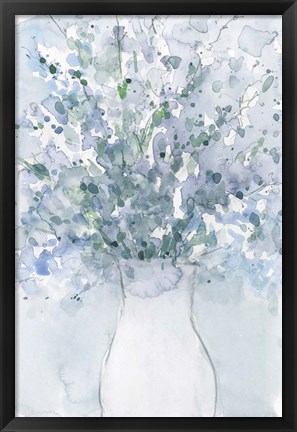 Framed Powder Blue Arrangement in Vase I Print