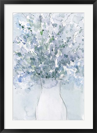 Framed Powder Blue Arrangement in Vase I Print