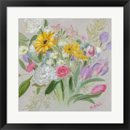 Framed Floral Burst I Print