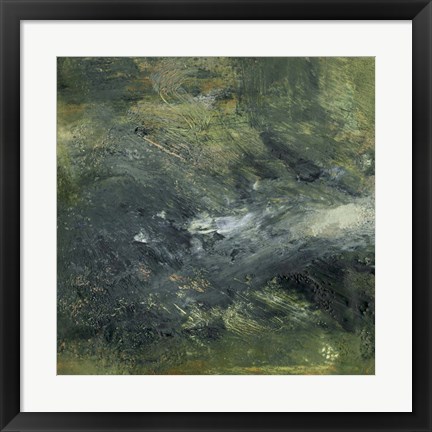 Framed Encaustic Tile in Green IV Print