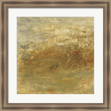 Framed Encaustic Tile in Orange II Print