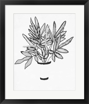 Framed B&amp;W Indoor Plant IV Print