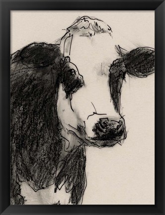 Framed Cow Portrait Sketch I Print