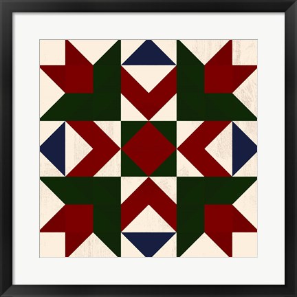 Framed Christmas Barn Quilt III Print