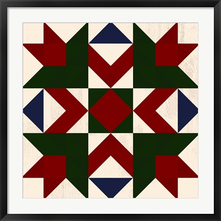 Framed Christmas Barn Quilt III Print