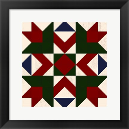 Framed Christmas Barn Quilt III Print