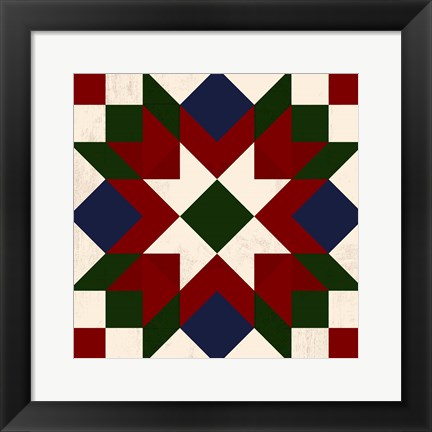 Framed Christmas Barn Quilt IV Print