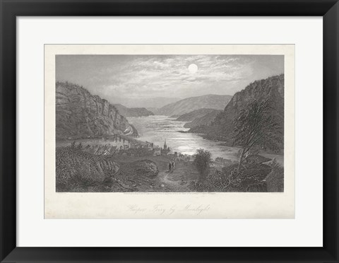 Framed Harper&#39;s Ferry by Moonlight Print