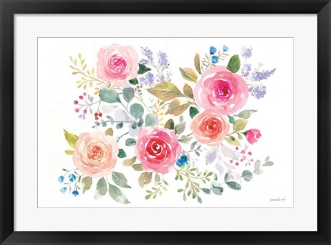 Framed Lush Roses II Horizontal Print