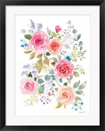 Framed Lush Roses II Print