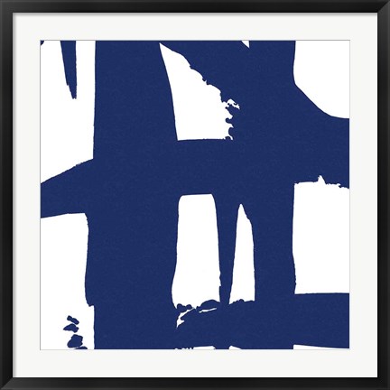 Framed Crossing Paths I Cobalt Print