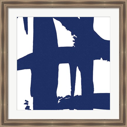 Framed Crossing Paths I Cobalt Print