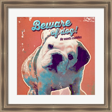Framed Pet Sentiment III-Beware Print