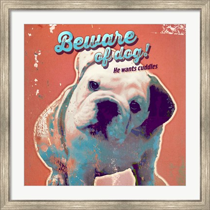 Framed Pet Sentiment III-Beware Print