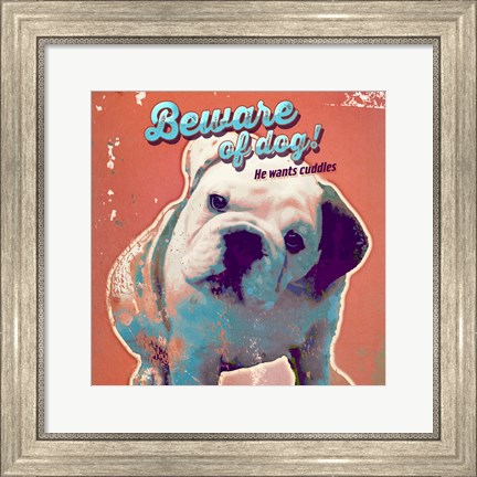 Framed Pet Sentiment III-Beware Print