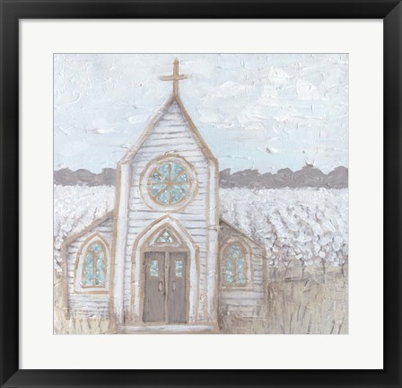 Framed Farm Sketch Church Print