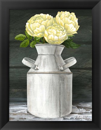 Framed Farmhouse Garden IV-Peonies in jug Print