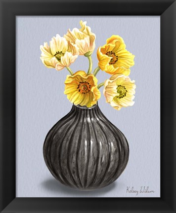 Framed Poppies in Vase I Print