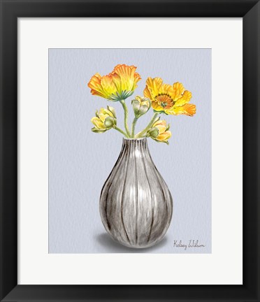 Framed Poppies in Vase II Print