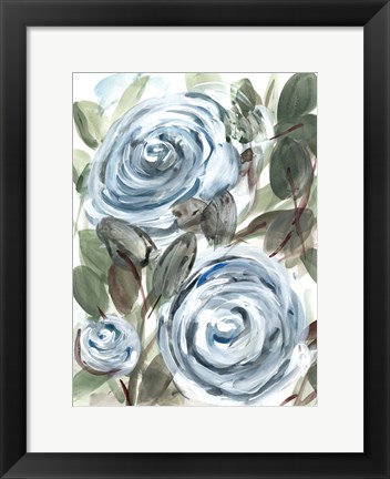 Framed Farmhouse Rose Blue I Print