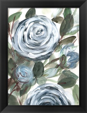 Framed Farmhouse Rose Blue II Print