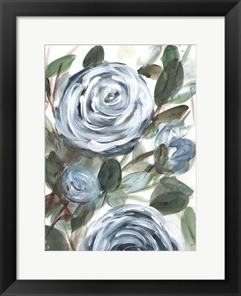 Framed Farmhouse Rose Blue II Print