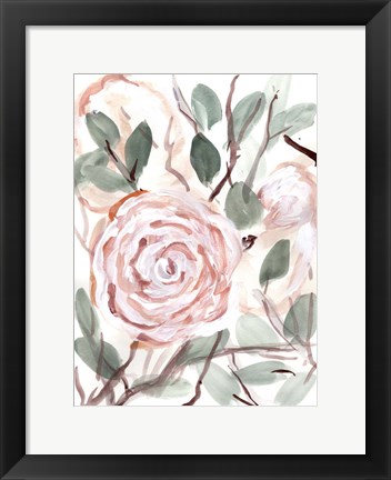 Framed Farmhouse Bush Coral Pink II Print